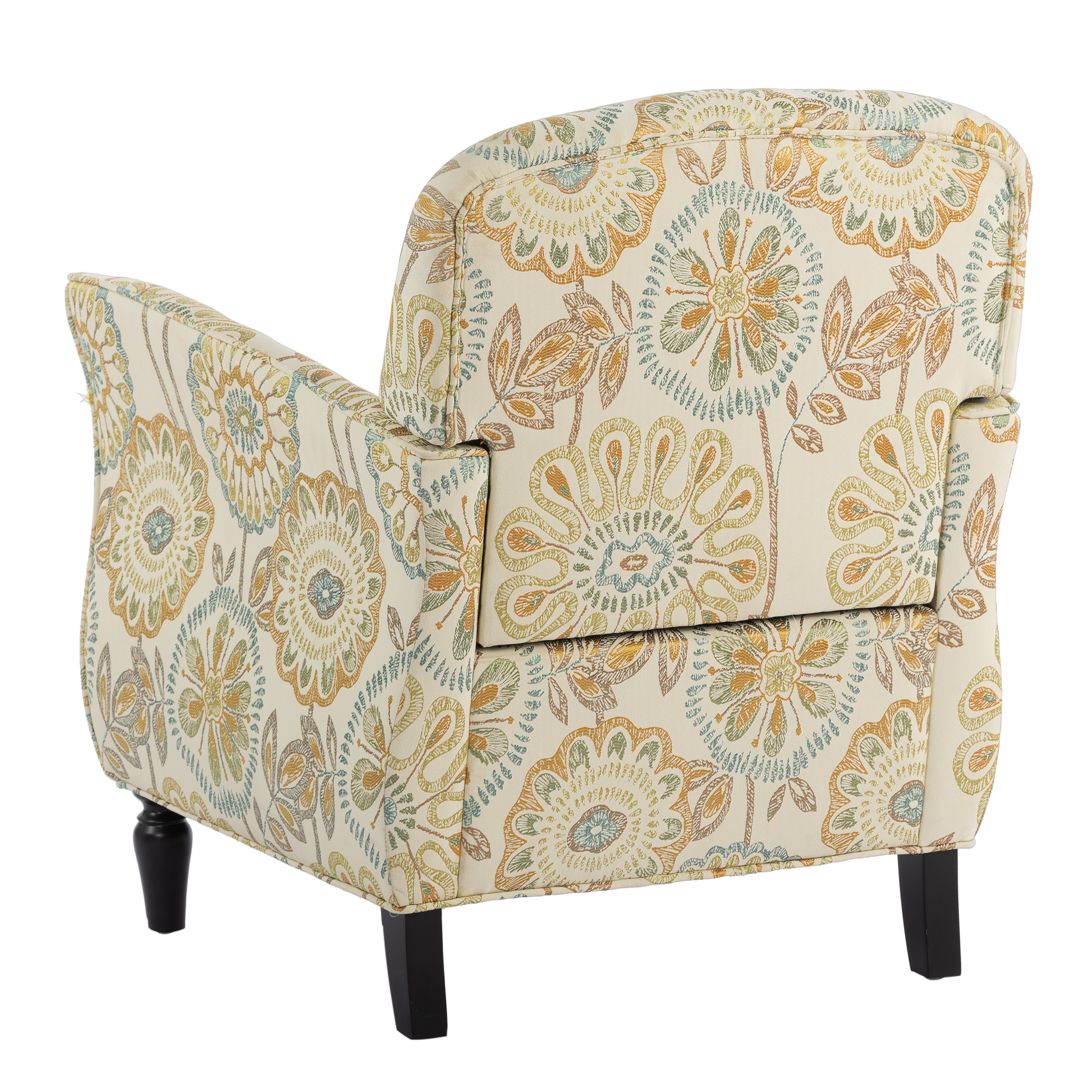 Vintage Floral Accent Armchair for Living Room, Fabric, Birch