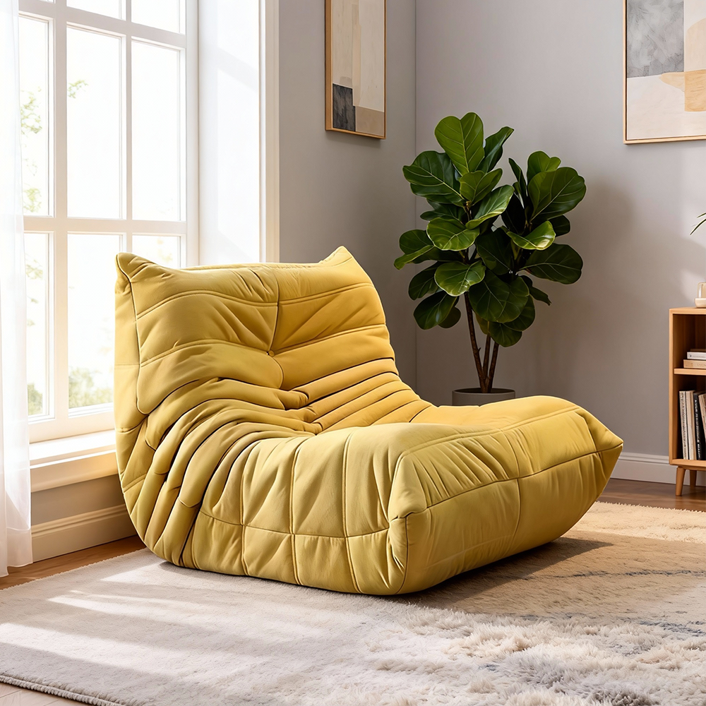 Eeeza Lazy Lounge Chair – Velvet Fold Design, Dual Size Options