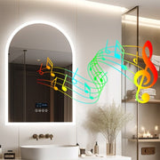 Arched LED Backlit Bathroom Mirror Music Bluetooth Speaker Vanity Mirror 3 Color