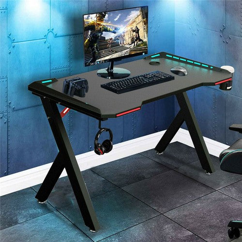 Gaming Desk Computer Table PC Laptop RGB LED Lights Racing Gamer Workstation 40"