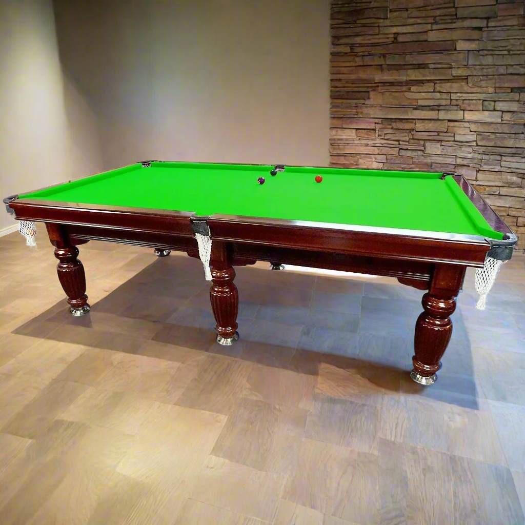 Eeeza 9FT Slate Billiard Pool Table with Full Accessories – Deep Mahogany Frame