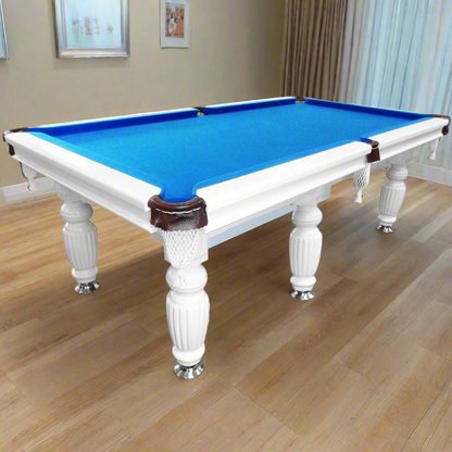 Eeeza 9FT White Frame Slate Billiard Pool Table With Full Accessories