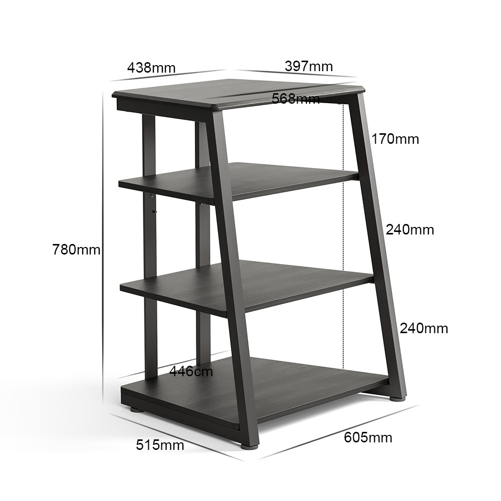 FITUEYES HiFi Audio Rack – Modern Vintage Media Stand with Adjustable 4-Tier Shelves