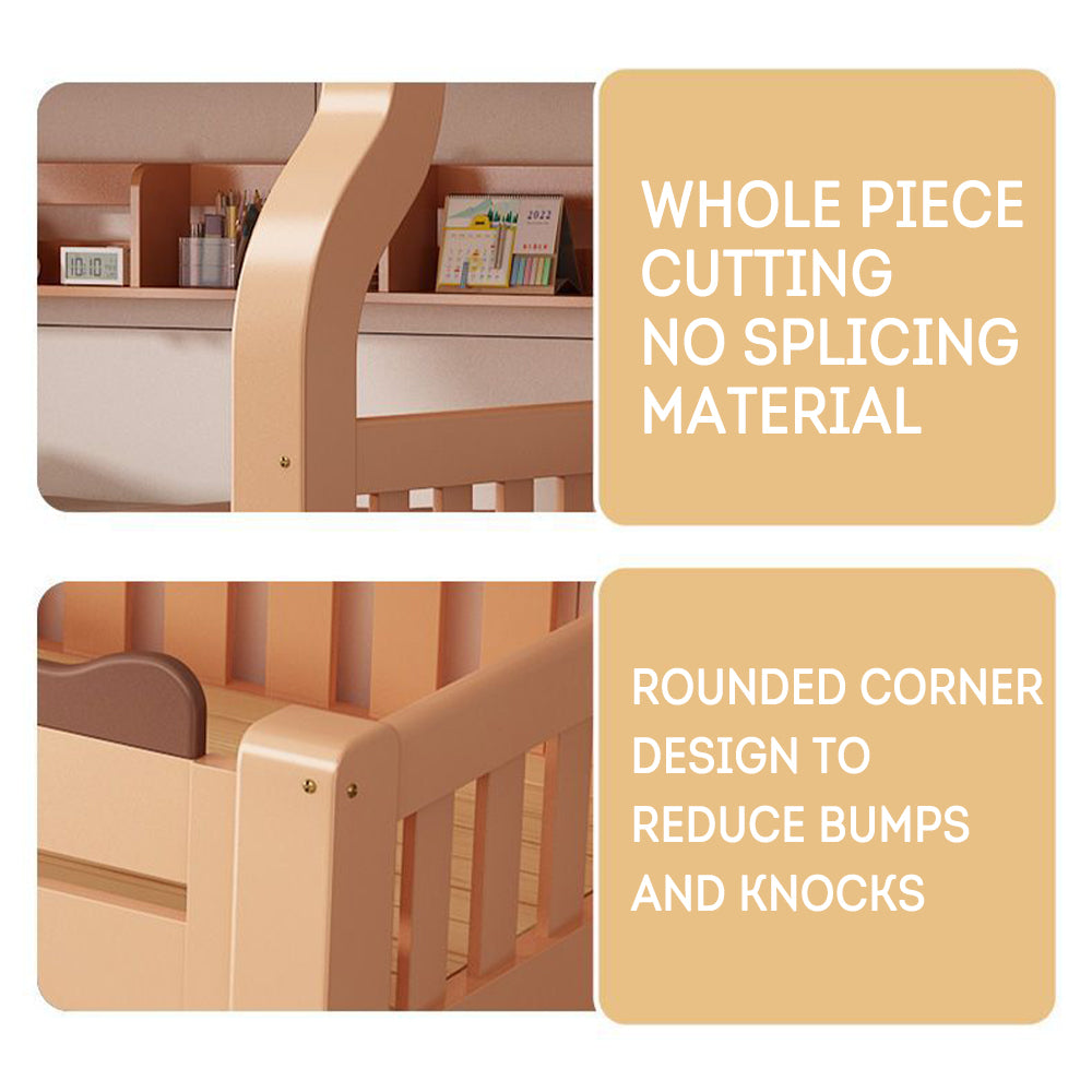 Eeeza Pine Wood Frame Bunk Bed Safety Rails Big Storage