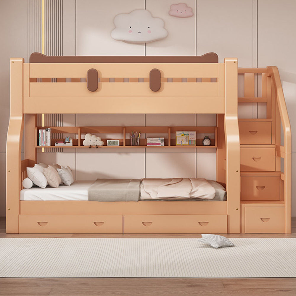 Eeeza Pine Wood Frame Bunk Bed Safety Rails Big Storage
