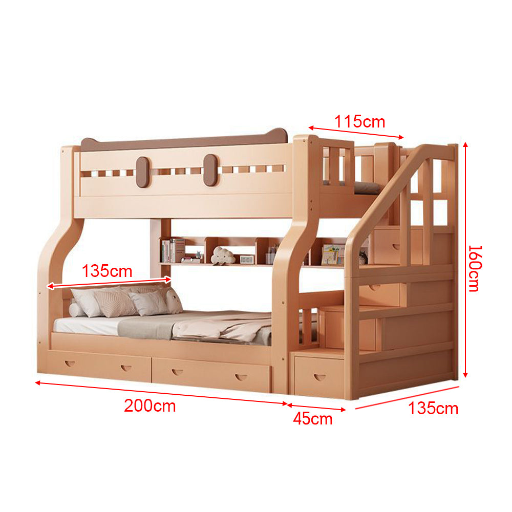 Eeeza Pine Wood Frame Bunk Bed Safety Rails Big Storage