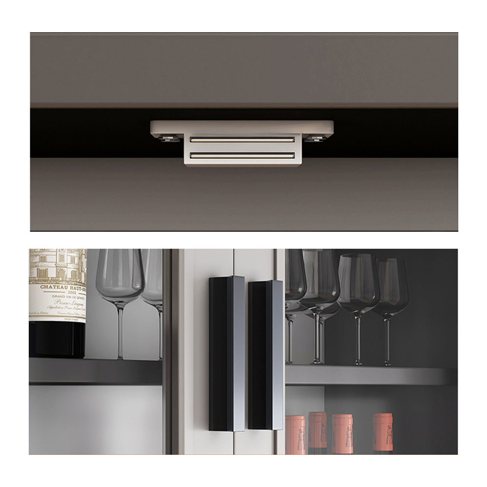 Eeeza MDF Kitchen Buffet Hutch Cabinet – 80×32×182cm, Tall Narrow Storage with Acrylic Doors