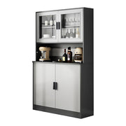 Eeeza MDF Kitchen Buffet Hutch Cabinet – 80×32×182cm, Tall Narrow Storage with Acrylic Doors