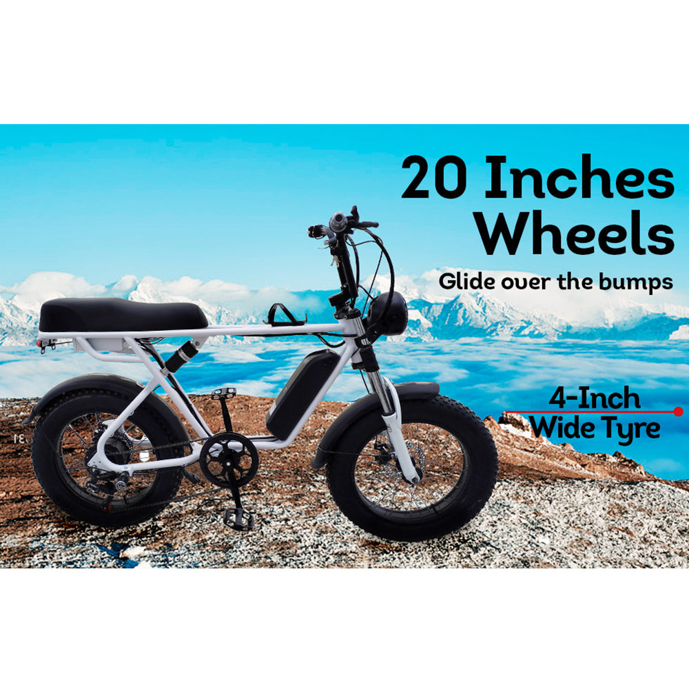 Eeeza R1ZCC 750W Fat Tire Electric Bike - 60km range and dual suspension