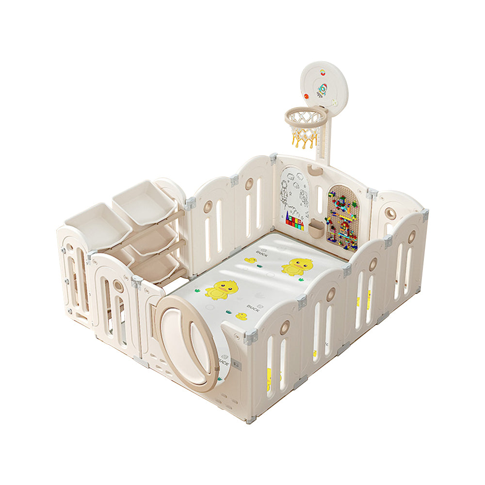 Eeeza Foldable Children's Playpen With Storage Rack