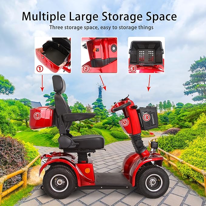 Eeeza Deluxe Mobility Scooter – 500W 48V Comfort Cruiser with Suspension Seat & Optional Canopy