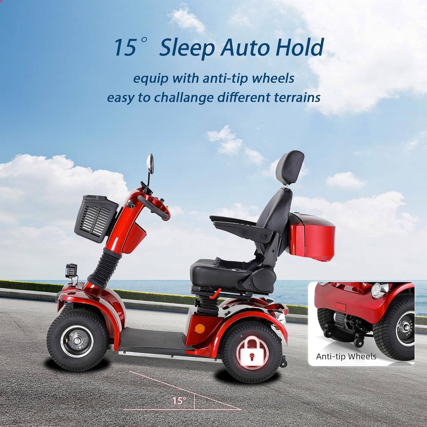 Eeeza Deluxe Mobility Scooter – 500W 48V Comfort Cruiser with Suspension Seat & Optional Canopy