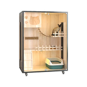 Eeeza Luxury Cat Villa – Multi-Layer Cabinet with Glass Doors and LED Light