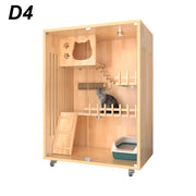 Eeeza Luxury Cat Villa – Multi-Layer Cabinet with Glass Doors and LED Light