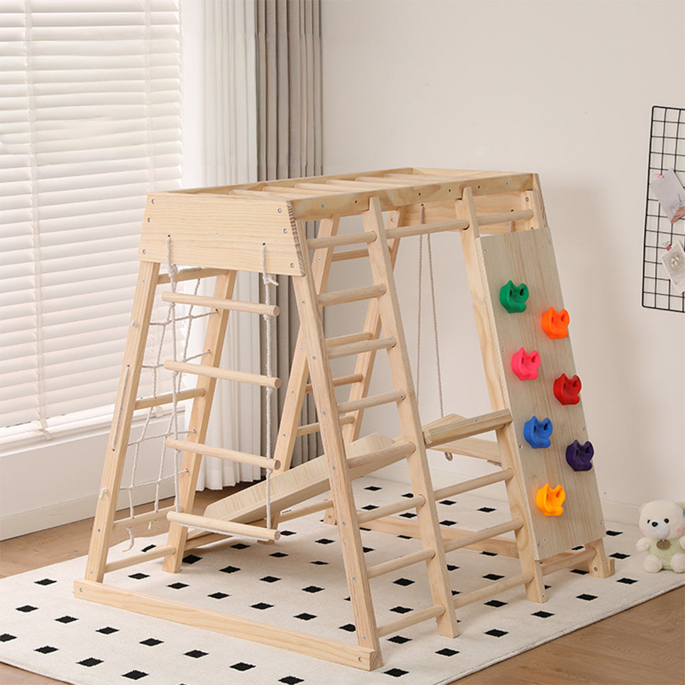Eeeza Multi-function Pine Wood Climber Play System