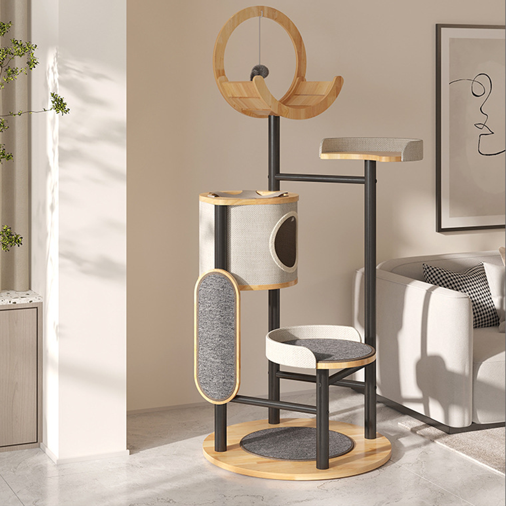 Eeeza Iron Frame House-Themed Multi-Level Cat Tree