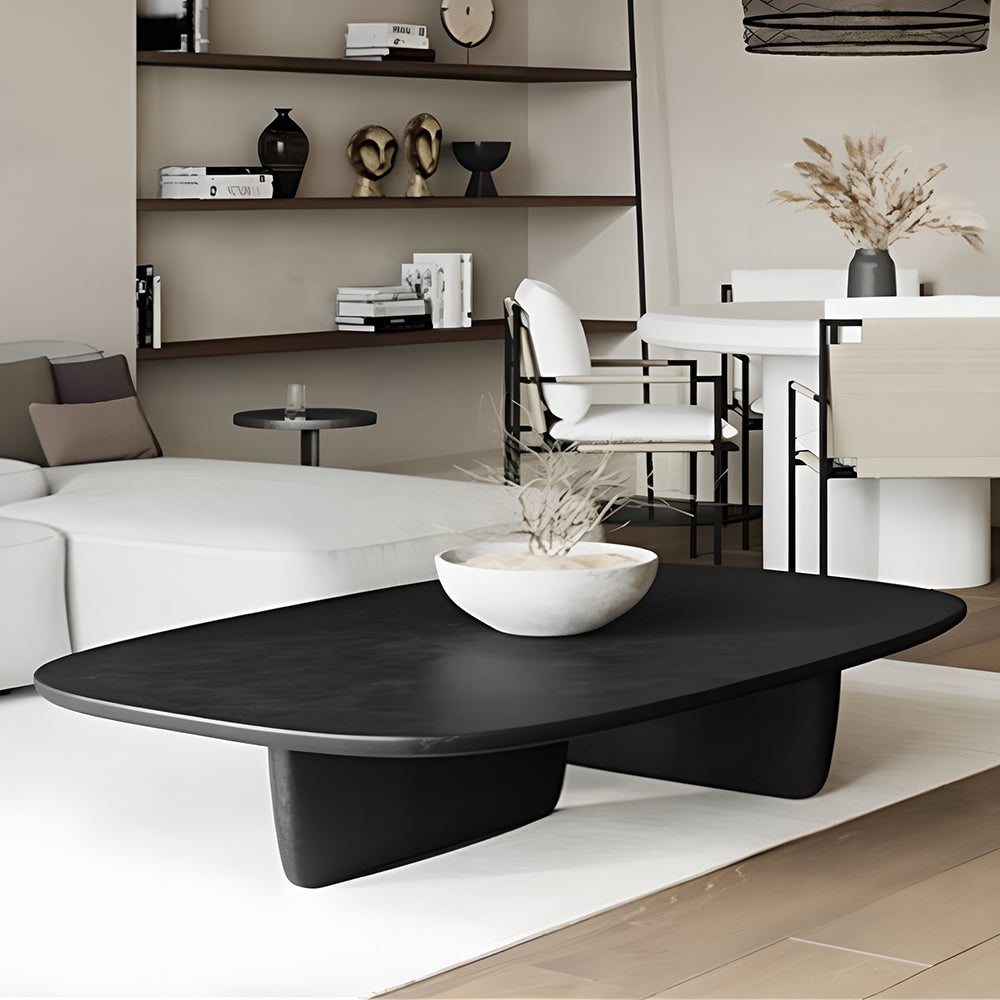 Eeeza Modern Solid Wood Coffee Table – Sculpted Minimalism with Everyday Utility