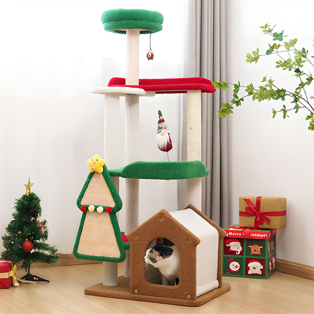 Eeeza Christmas-Themed Multi-Level Cat Tree