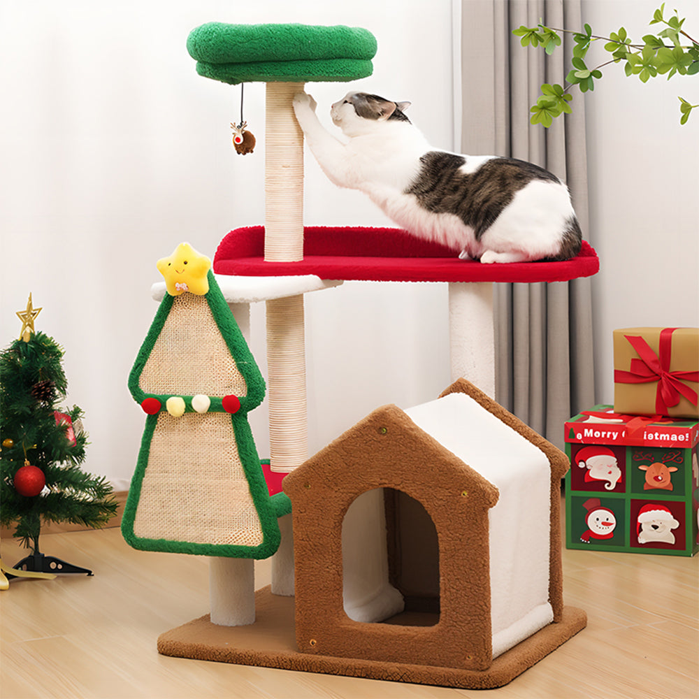Eeeza Christmas-Themed Multi-Level Cat Tree