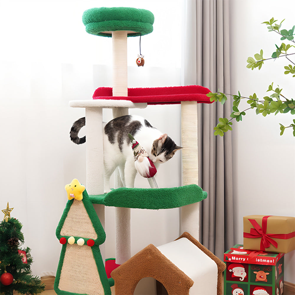Eeeza Christmas-Themed Multi-Level Cat Tree
