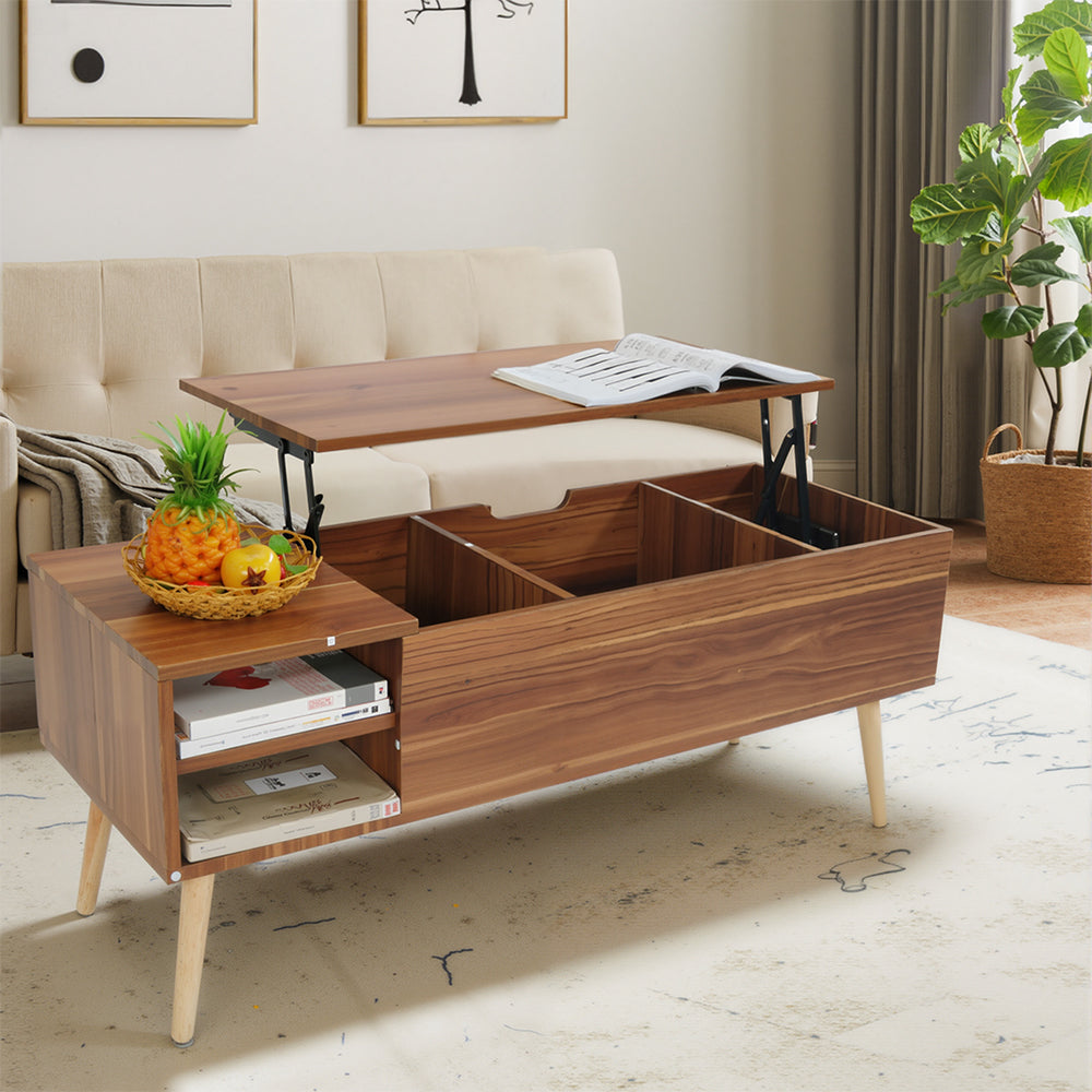 Eeeza Lift-Top Coffee Table – Hidden Storage, Adjustable Height, Minimalist Design for Living Room & Office