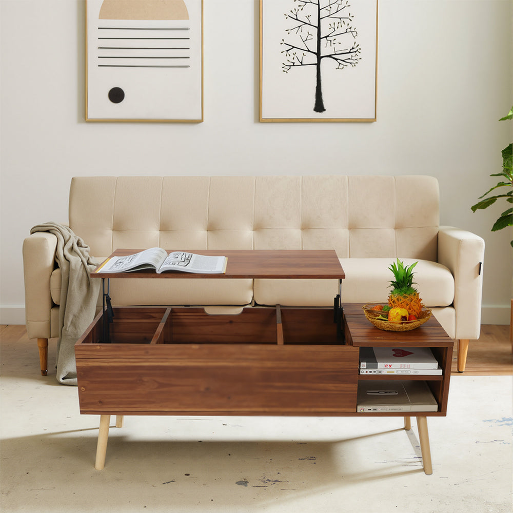Eeeza Lift-Top Coffee Table – Hidden Storage, Adjustable Height, Minimalist Design for Living Room & Office