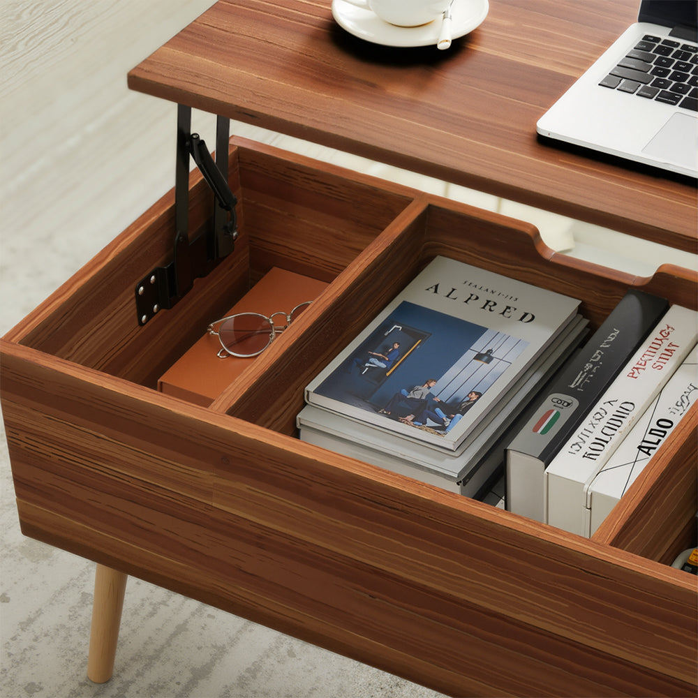 Eeeza Lift-Top Coffee Table – Hidden Storage, Adjustable Height, Minimalist Design for Living Room & Office