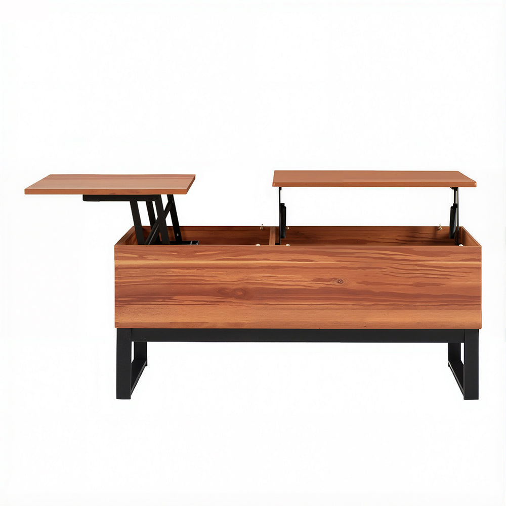 Eeeza Dual Lift-Top Coffee Table – Double Adjustable Surfaces, Hidden Storage, Industrial Style for Living Room & Office