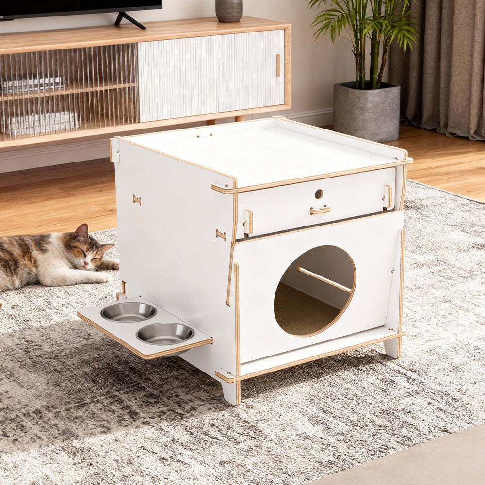 Eeeza Minimalist Multi-functional CatNap Side Table With Drawer
