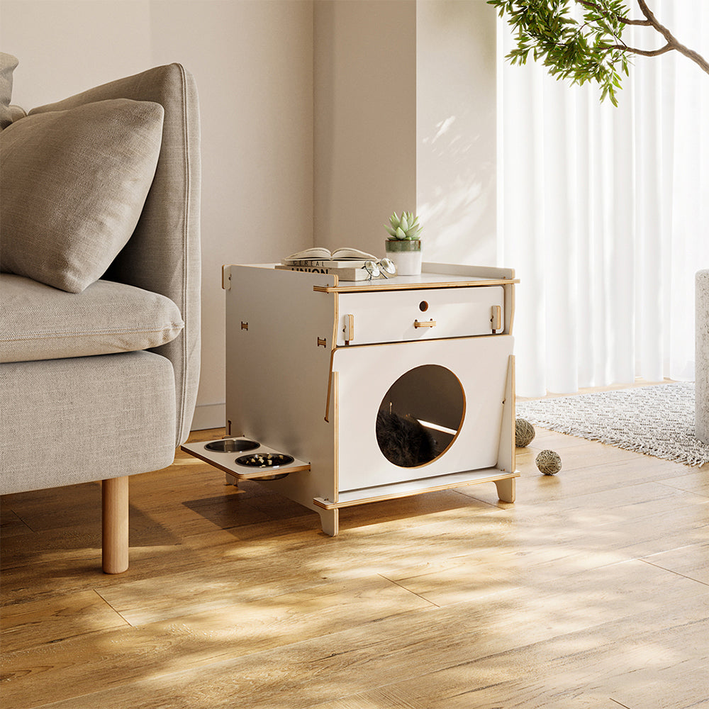 Eeeza Minimalist Multi-functional CatNap Side Table With Drawer