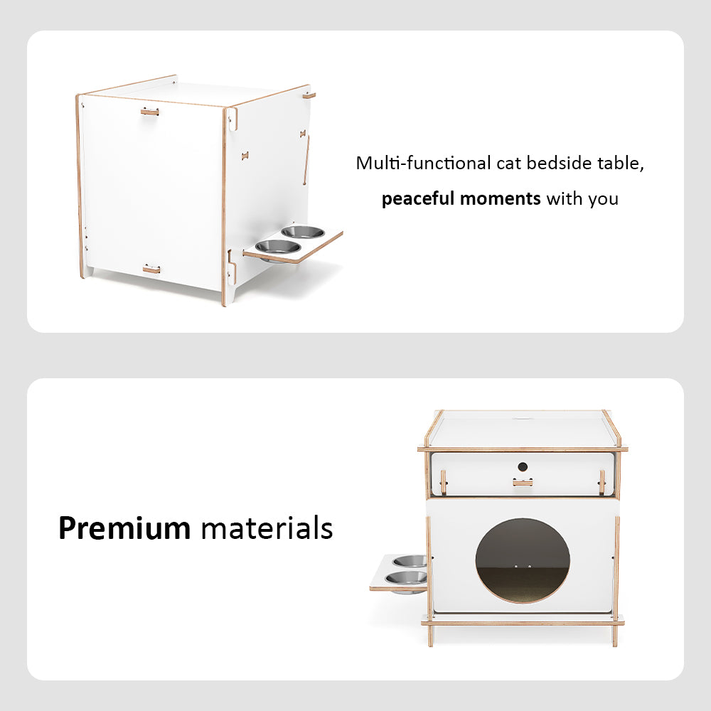 Eeeza Minimalist Multi-functional CatNap Side Table With Drawer