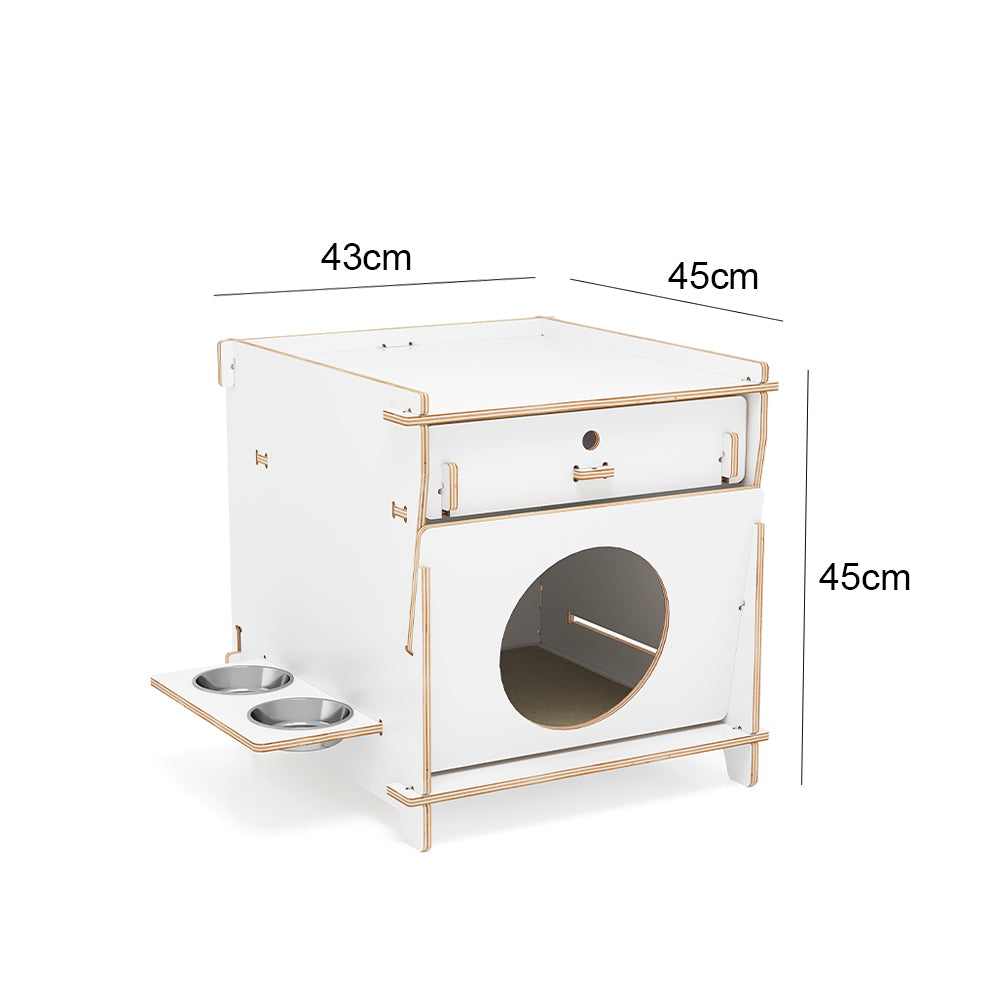 Eeeza Minimalist Multi-functional CatNap Side Table With Drawer