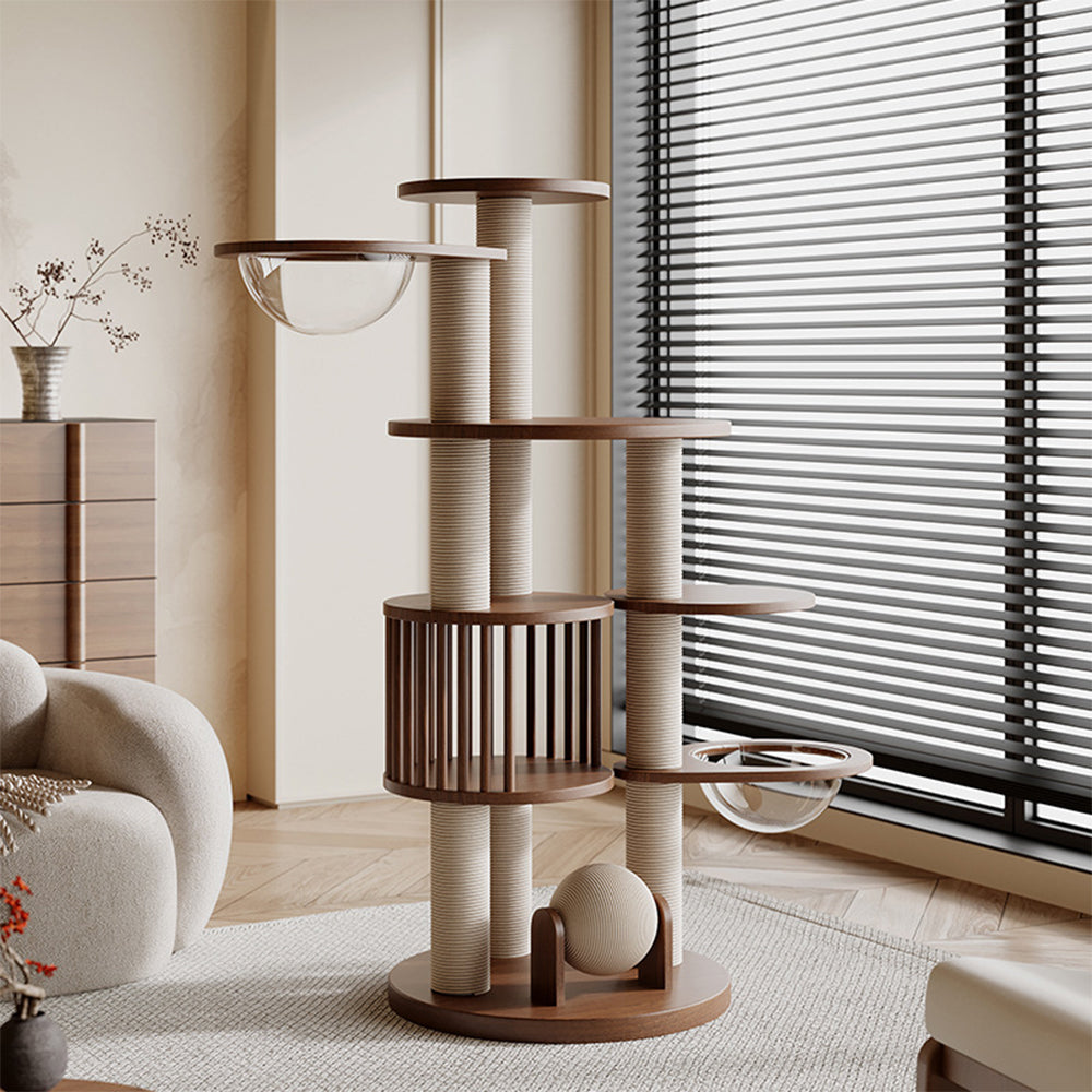 Eeeza Comfortable Solid Rubberwood Cat Tree