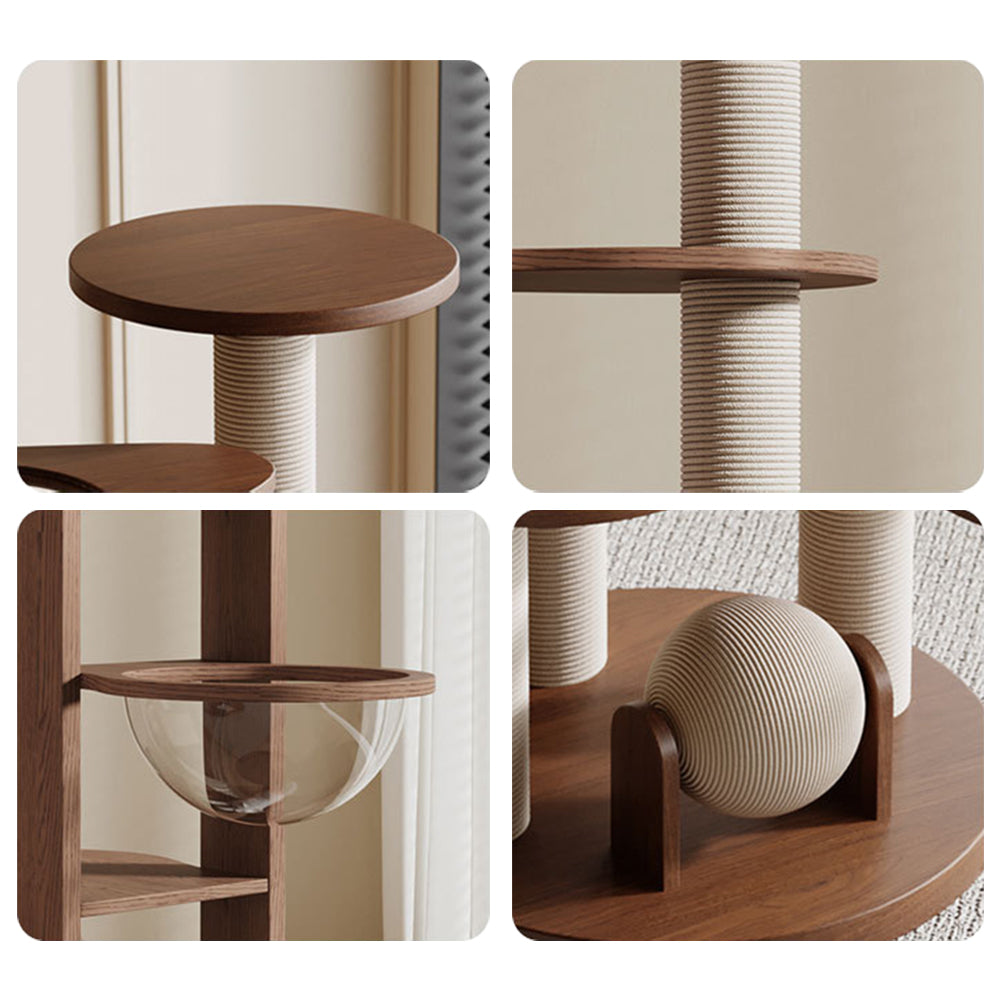 Eeeza Comfortable Solid Rubberwood Cat Tree