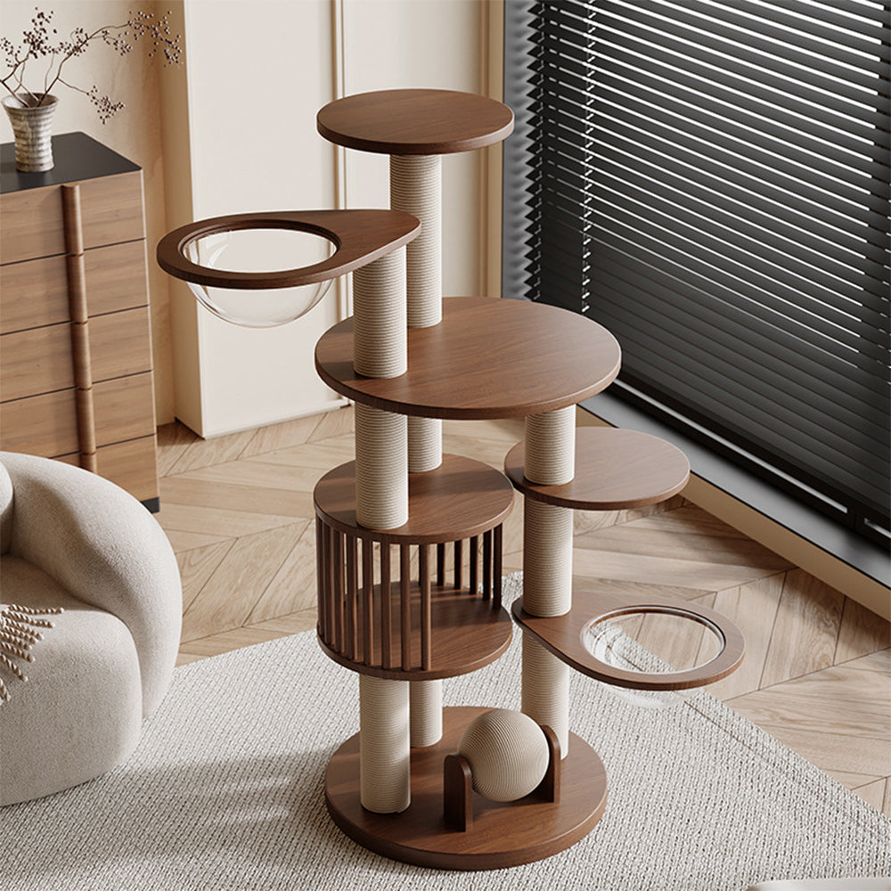 Eeeza Comfortable Solid Rubberwood Cat Tree
