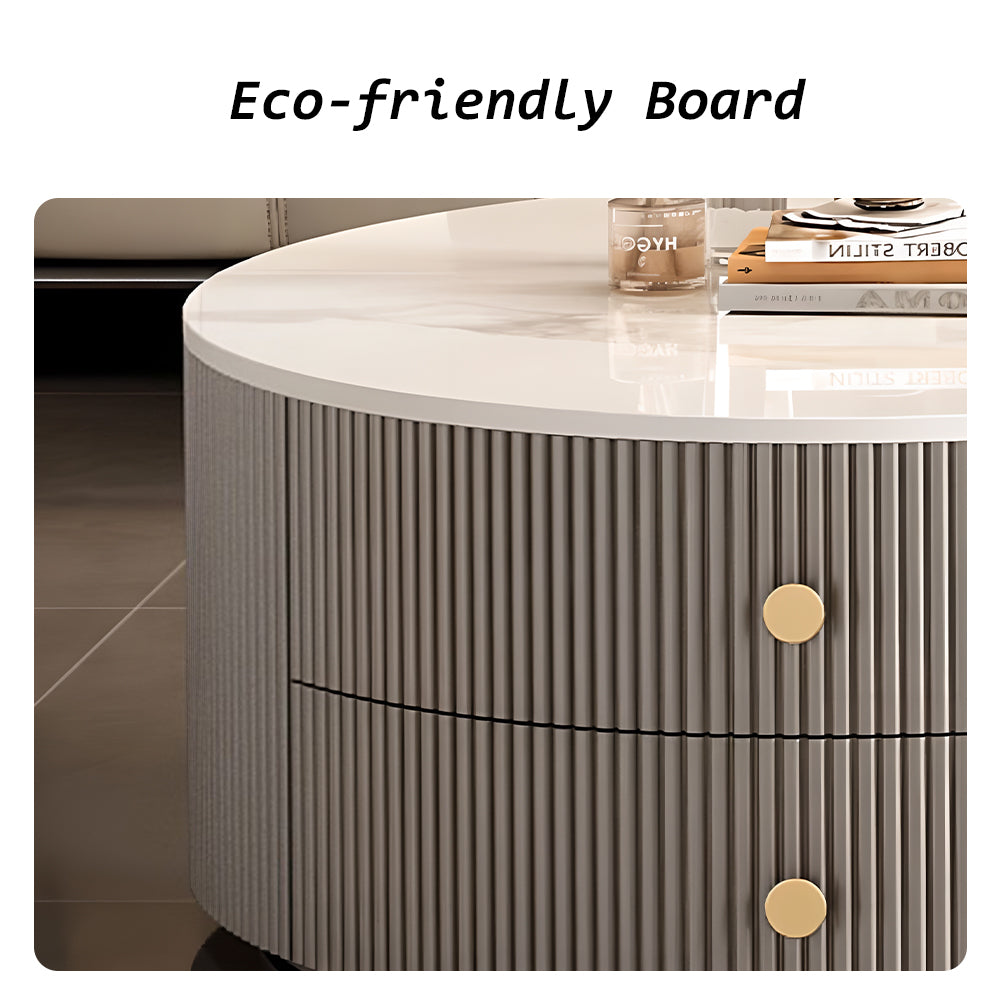 Eeeza Modern Nesting Coffee Table Set with Sintered Stone Top & Hidden Storage
