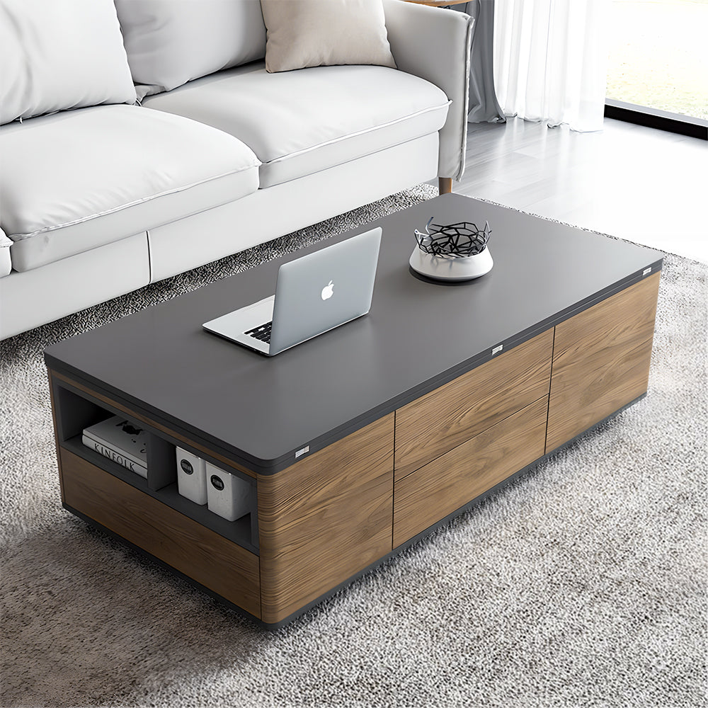 Eeeza Multi-Mode Lift-Top Coffee Table with Nested Stools & Hidden Storage