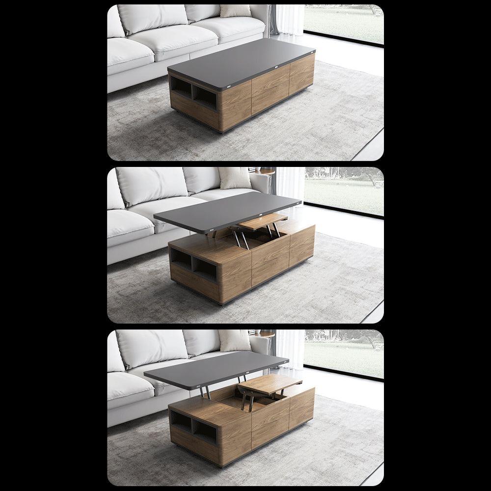 Eeeza Multi-Mode Lift-Top Coffee Table with Nested Stools & Hidden Storage