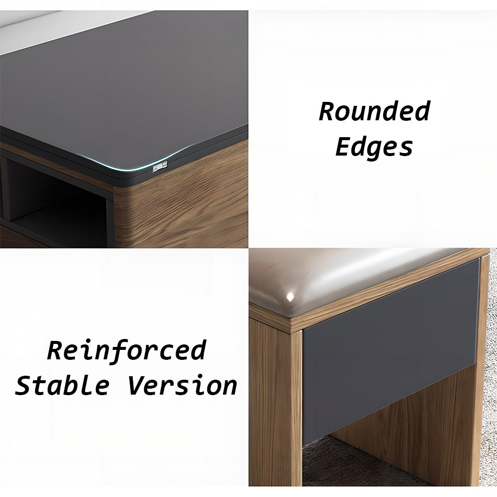 Eeeza Multi-Mode Lift-Top Coffee Table with Nested Stools & Hidden Storage