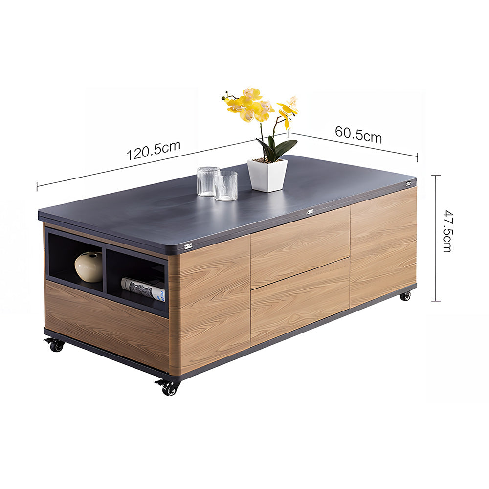 Eeeza Multi-Mode Lift-Top Coffee Table with Nested Stools & Hidden Storage