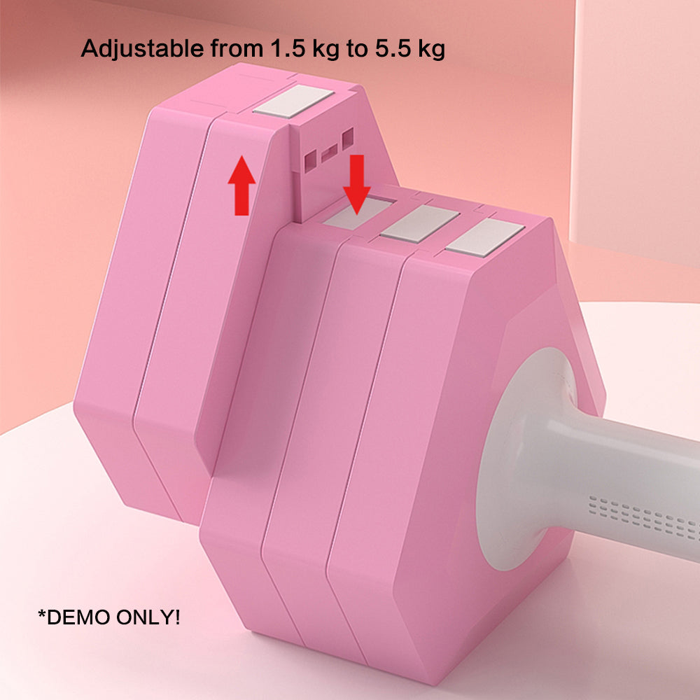 Eeeza Triangular 1.5kg-5.5kg Adjustable Dumbbell Set - Pink