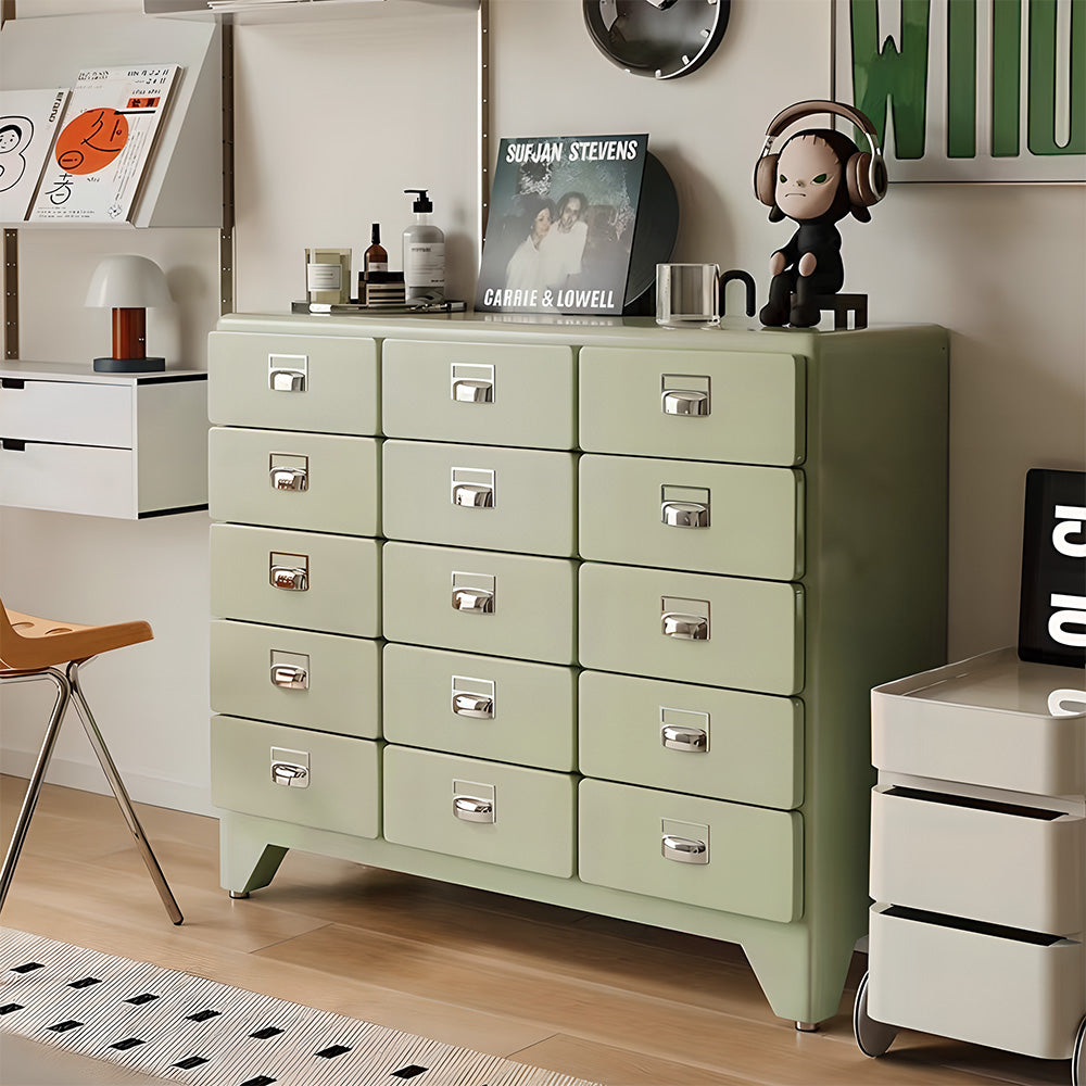 Eeeza 15-Drawer Modern Minimalist Metal Chest