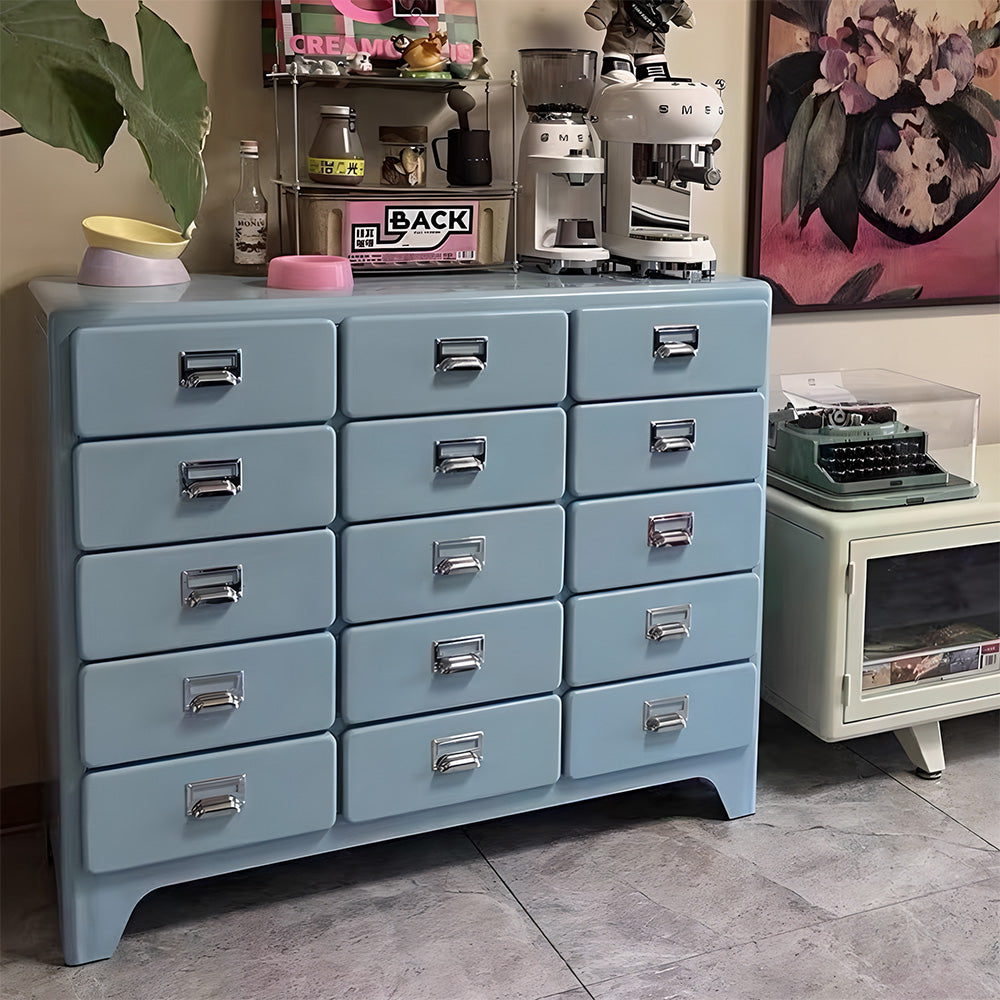 Eeeza 15-Drawer Modern Minimalist Metal Chest