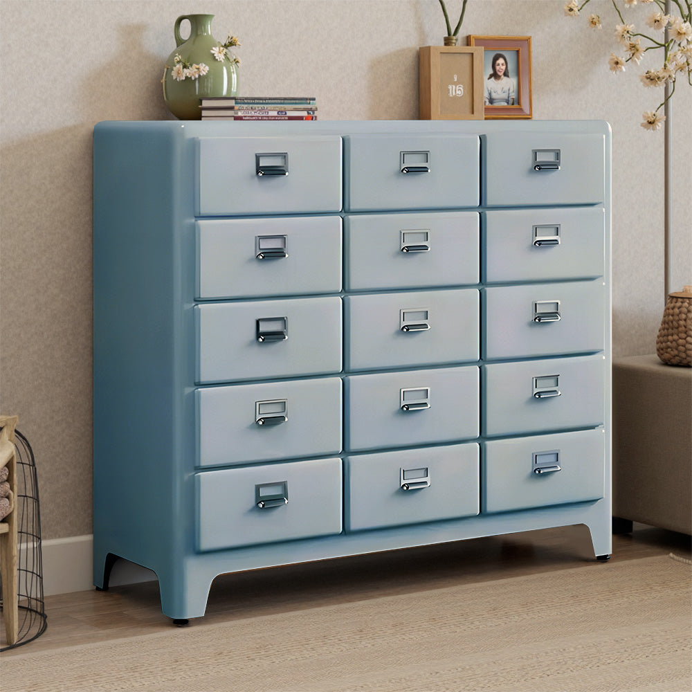 Eeeza 15-Drawer Modern Minimalist Metal Chest