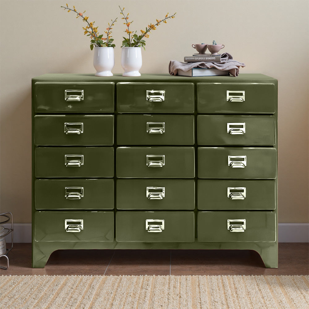 Eeeza 15-Drawer Modern Minimalist Metal Chest