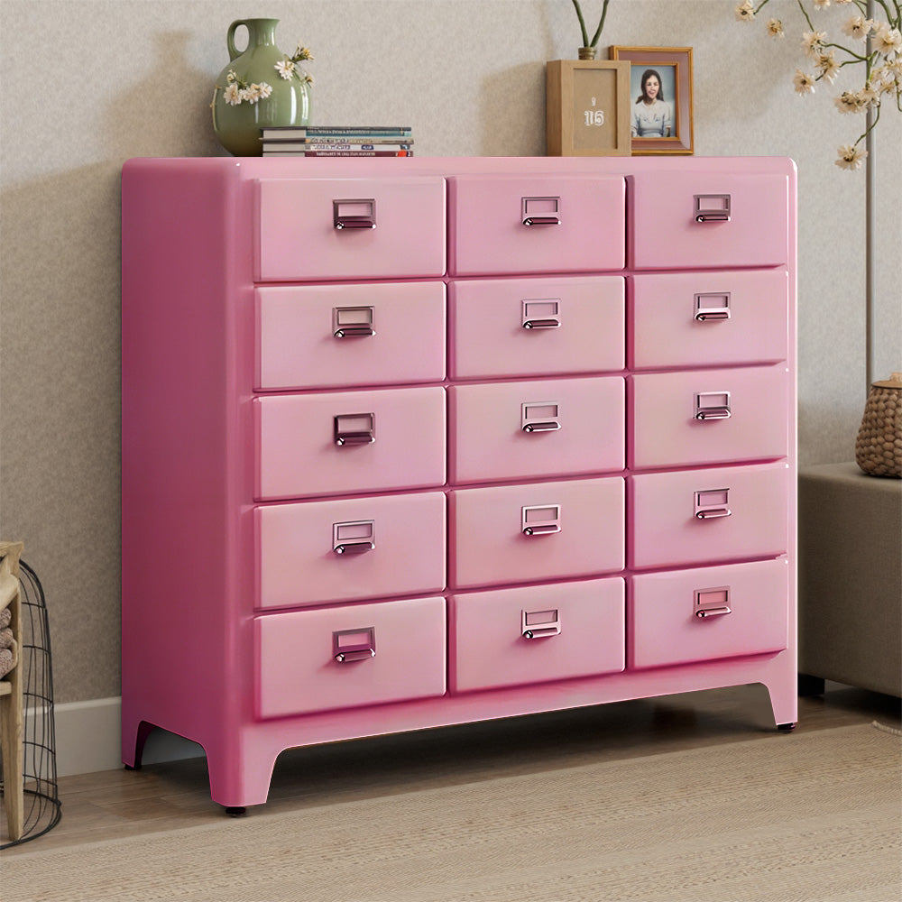 Eeeza 15-Drawer Modern Minimalist Metal Chest
