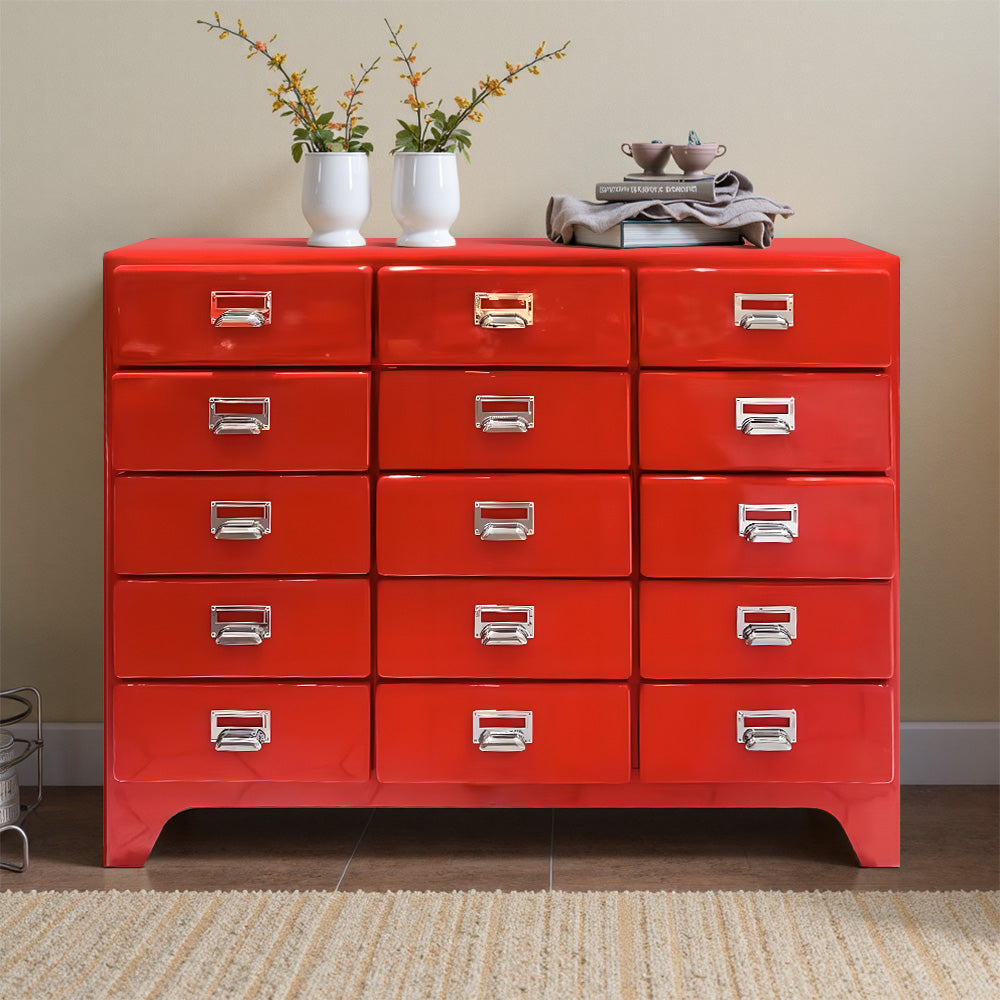 Eeeza 15-Drawer Modern Minimalist Metal Chest