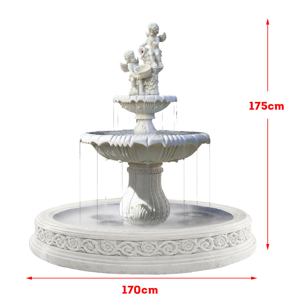 Eeeza Angel 3 Tier Garden Sandstone Water Feature - Beige