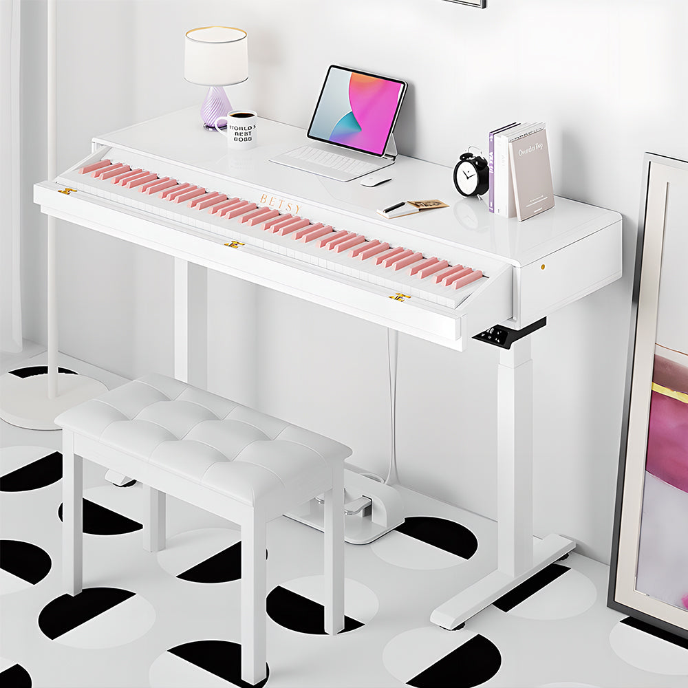 Betsy Smart Electric Height Adjustable 88 Key Full Size Weighted 2 in 1 Digital Piano With Bench