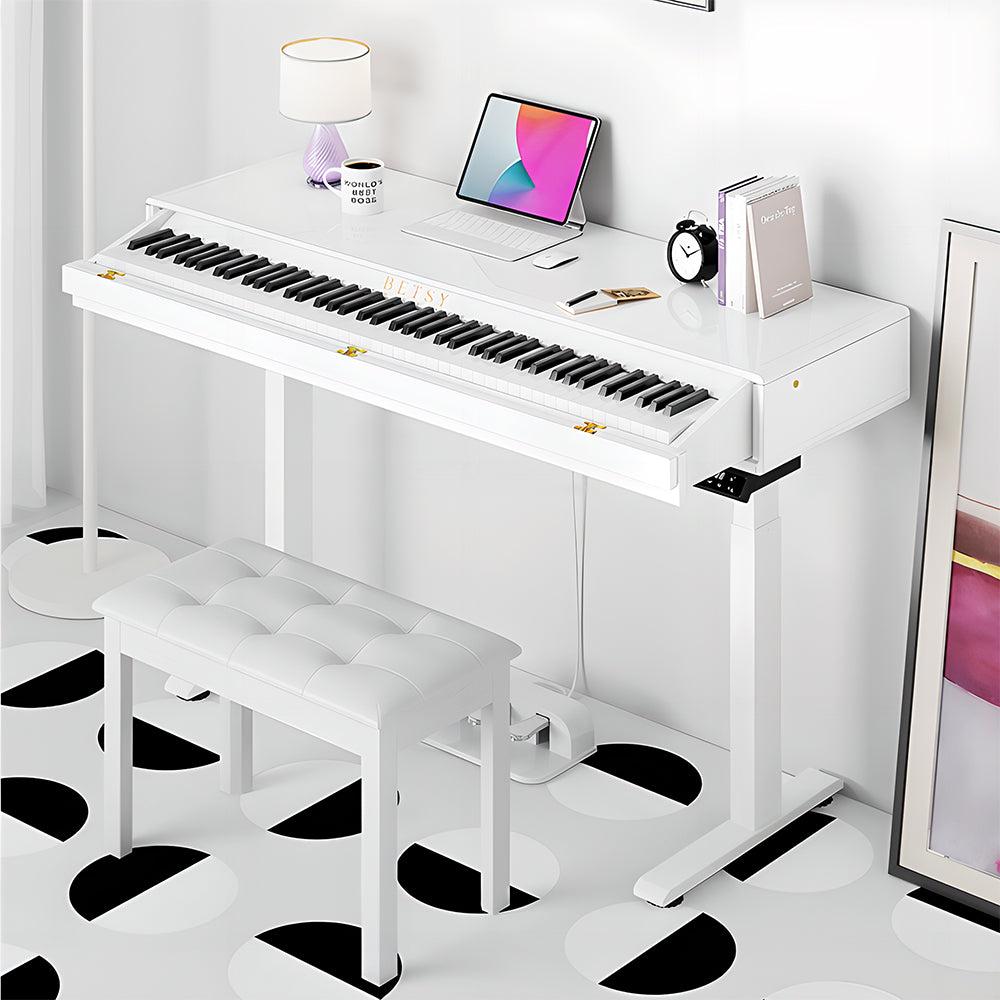 Betsy Smart Electric Height Adjustable 88 Key Full Size Weighted 2 in 1 Digital Piano With Bench